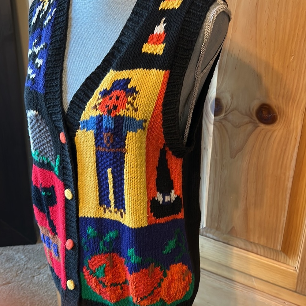 Karen Scott Vintage Knit Halloween Vest PM - Picture 3 of 5